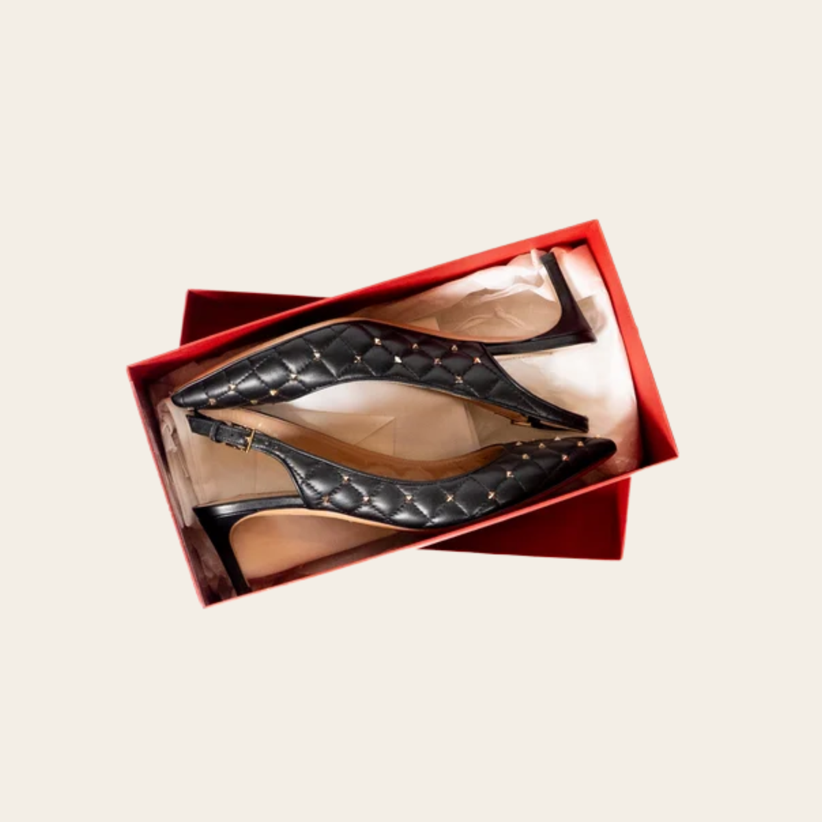 VALENTINO GARAVANI – Escarpins Slingback Rockstud Matelassés, Taille 37