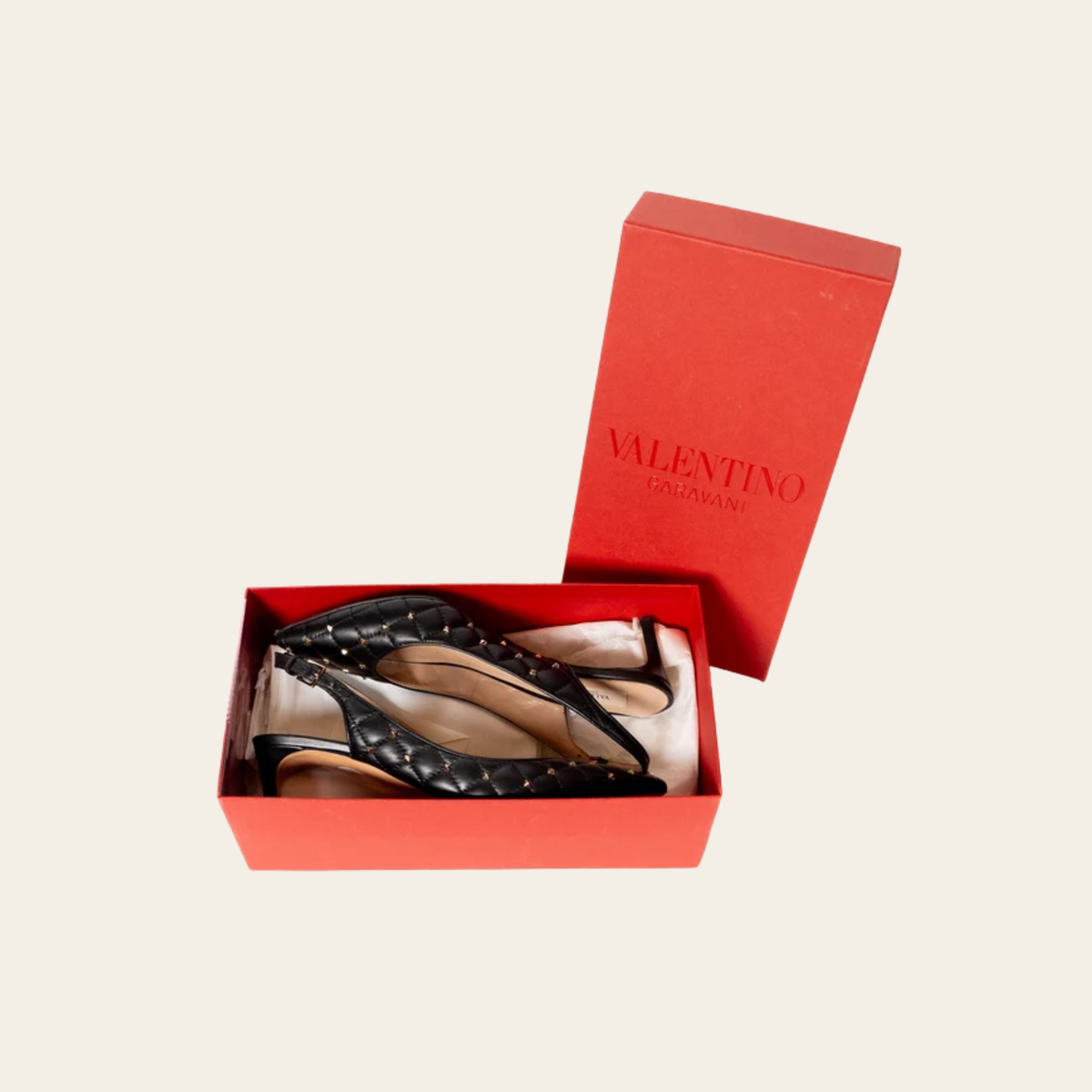 VALENTINO GARAVANI – Escarpins Slingback Rockstud Matelassés, Taille 37