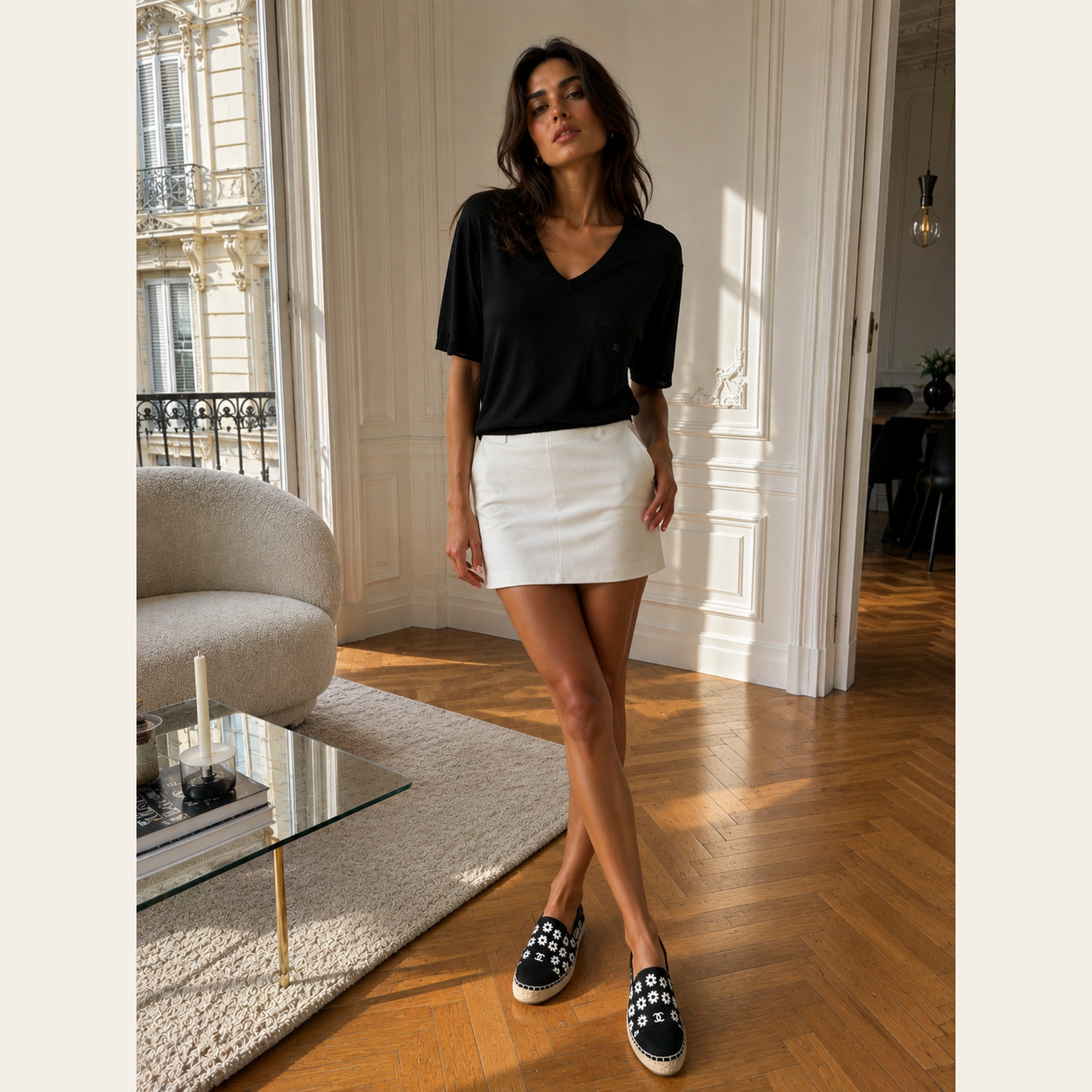 CHANEL Black Silk Knit CC Pocket Sweater, Taille FR 42 / US 10