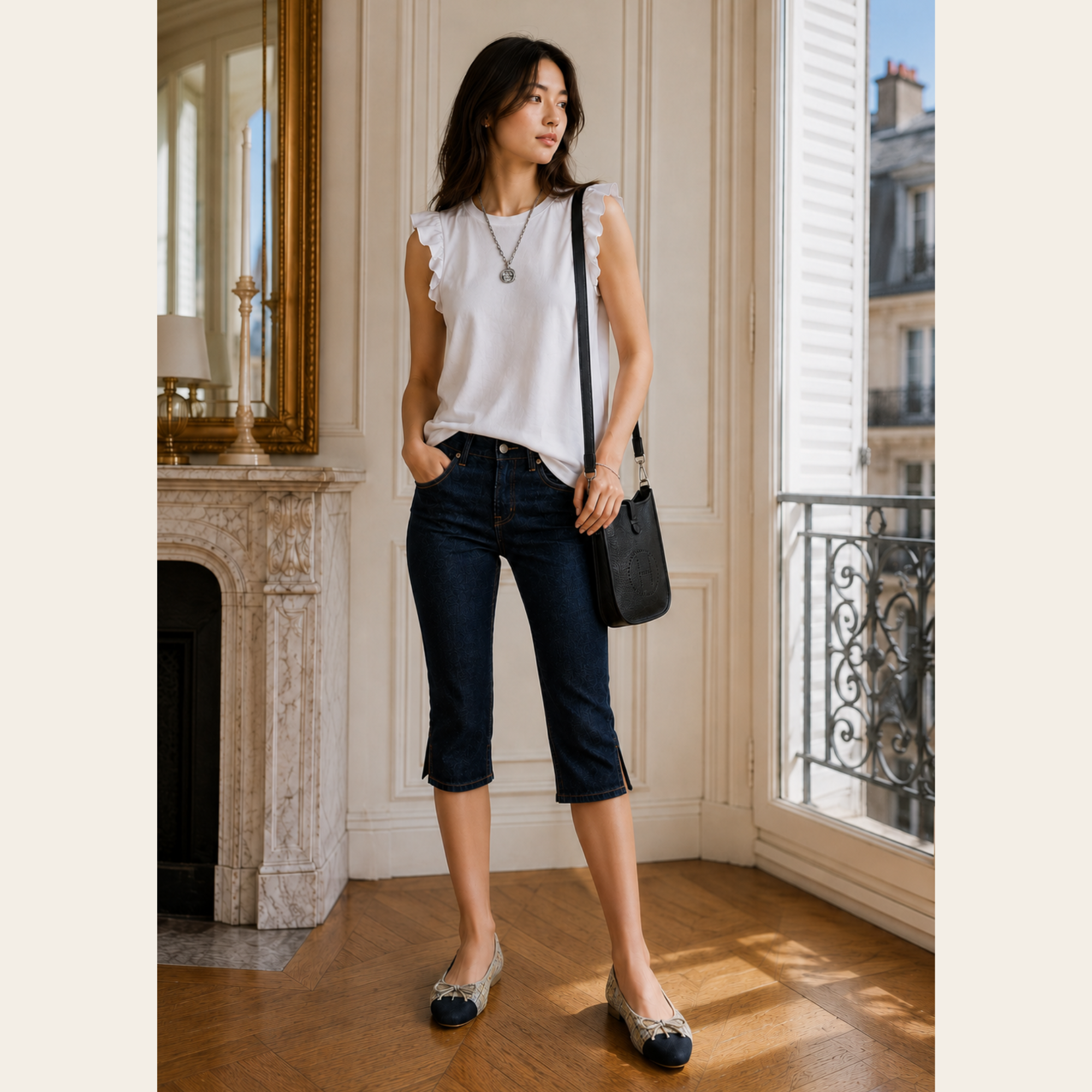 CARVEN – Jean en Denim à Fentes, Taille 40