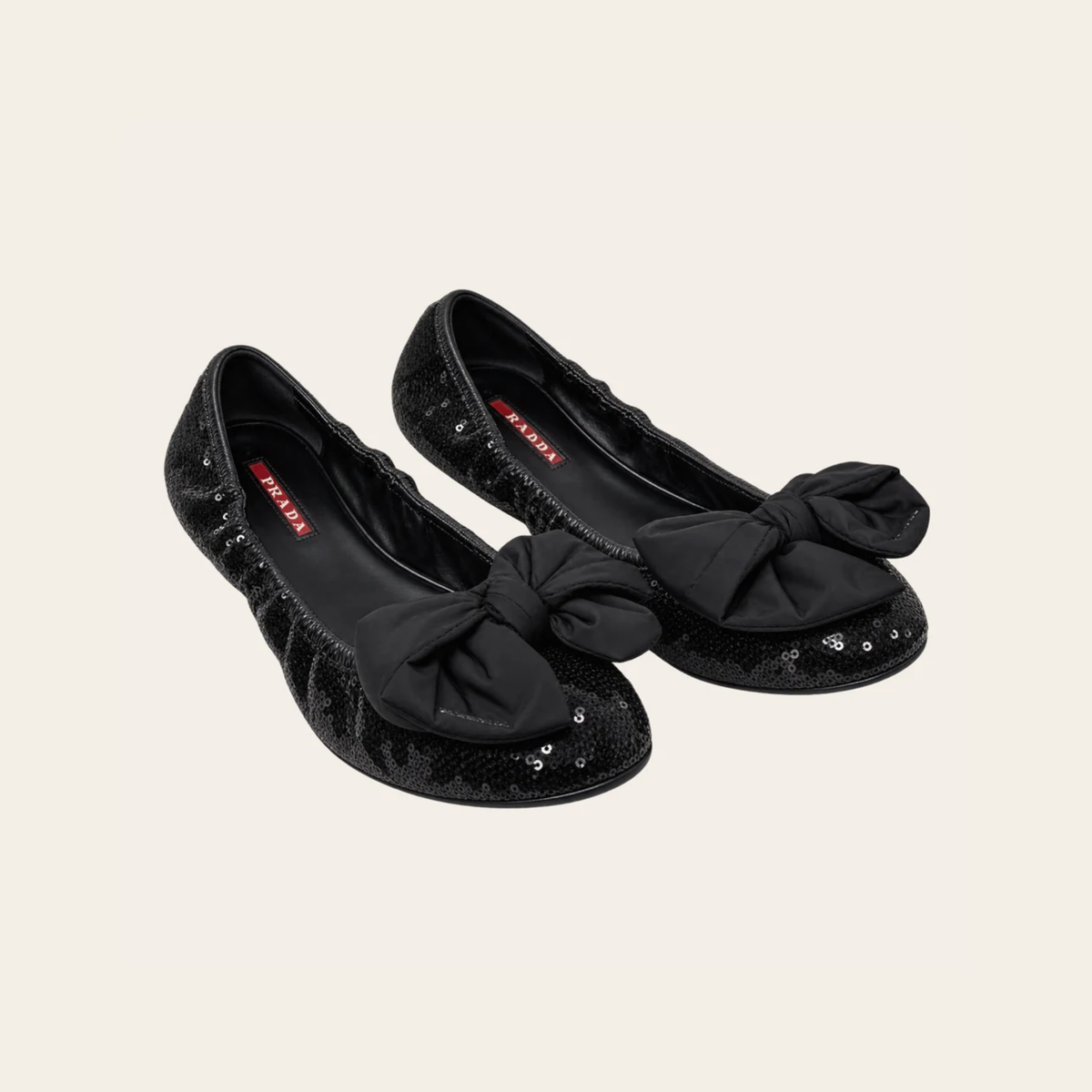 PRADA – Sequin Bow Ballet Flats, 39.5