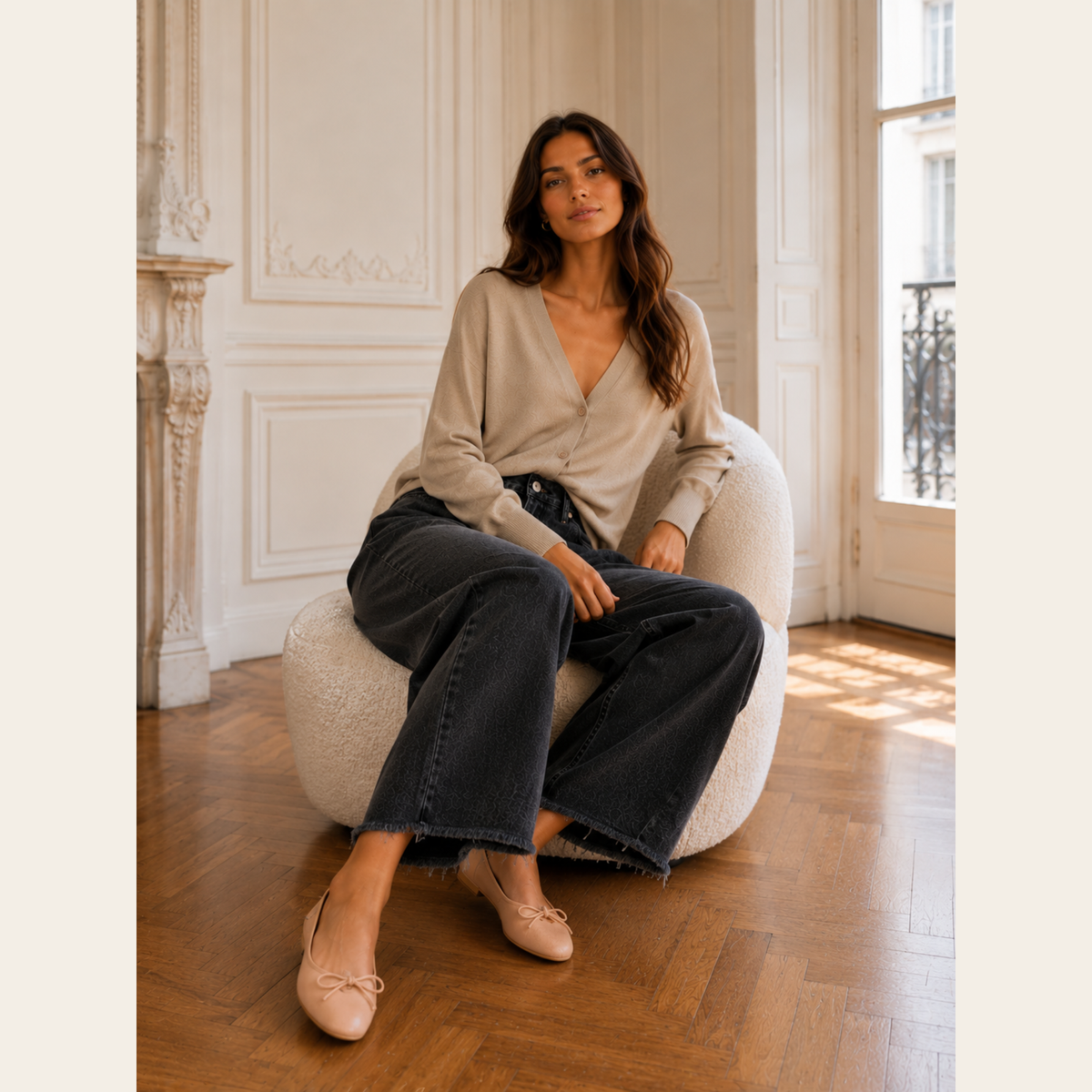 STUART WEITZMAN - Gabby Ballet Flats en suède nude, 37.5
