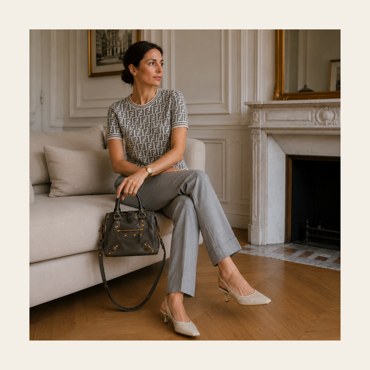 BALENCIAGA Mini City Gris Ciment GHW