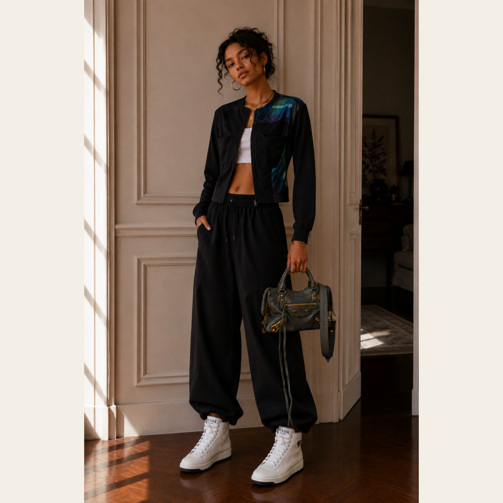 Y-3 by Yohji Yamamoto Veste Technique Noire à Fermeture Asymétrique