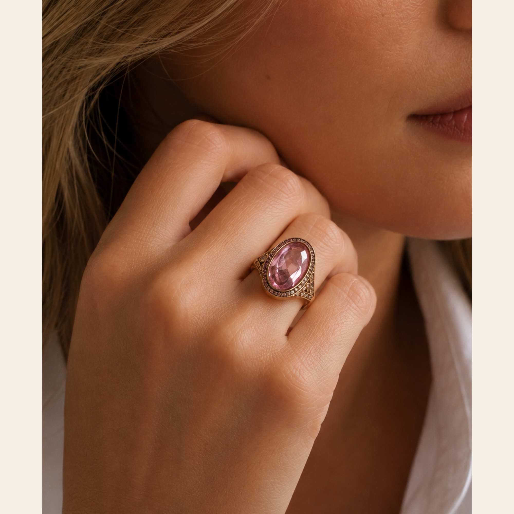 THOMAS SABO Bague Cocktail Rose Gold & Pierre Rose, Taille 7