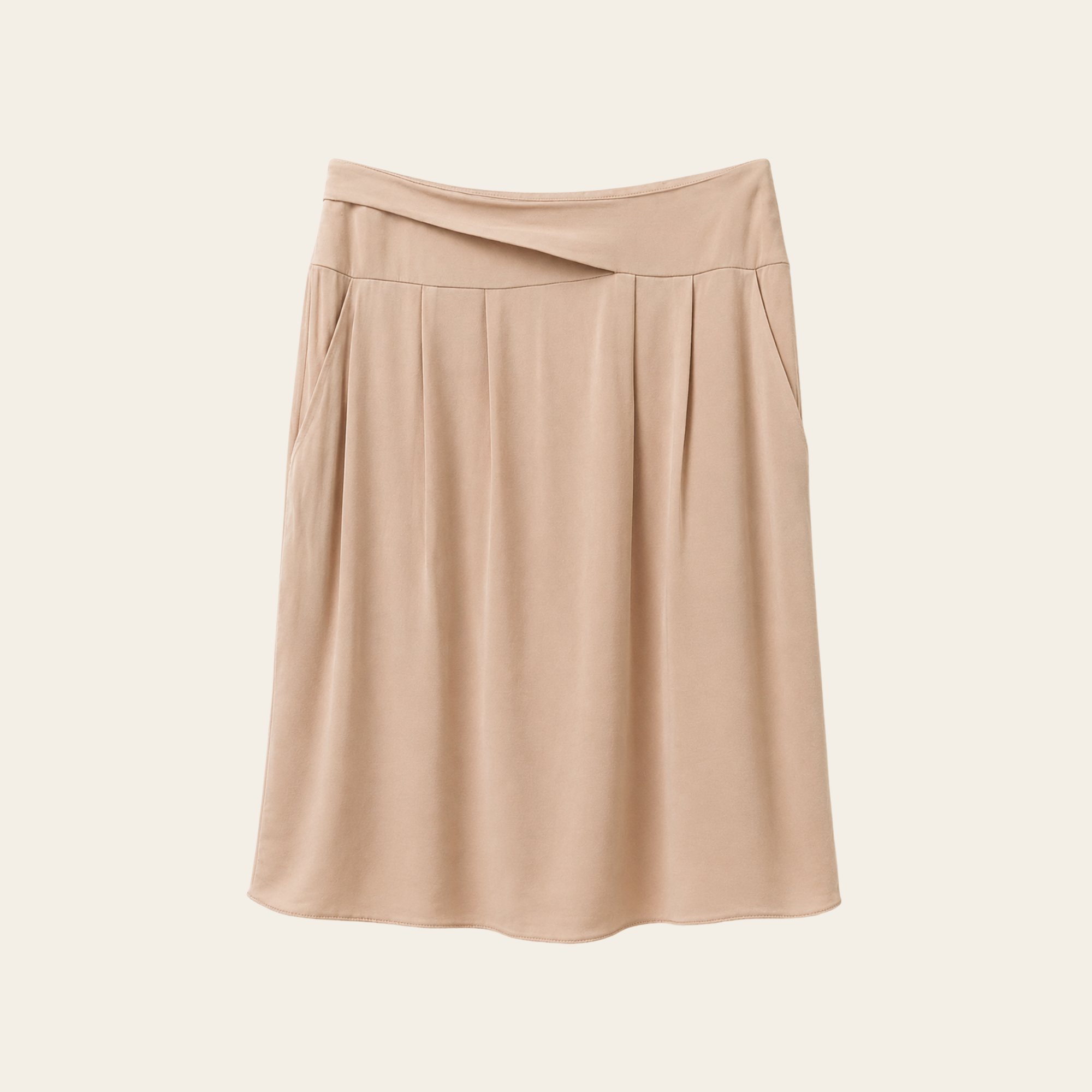 HUGO BOSS – Jupe Fluide Beige à Taille Drapée