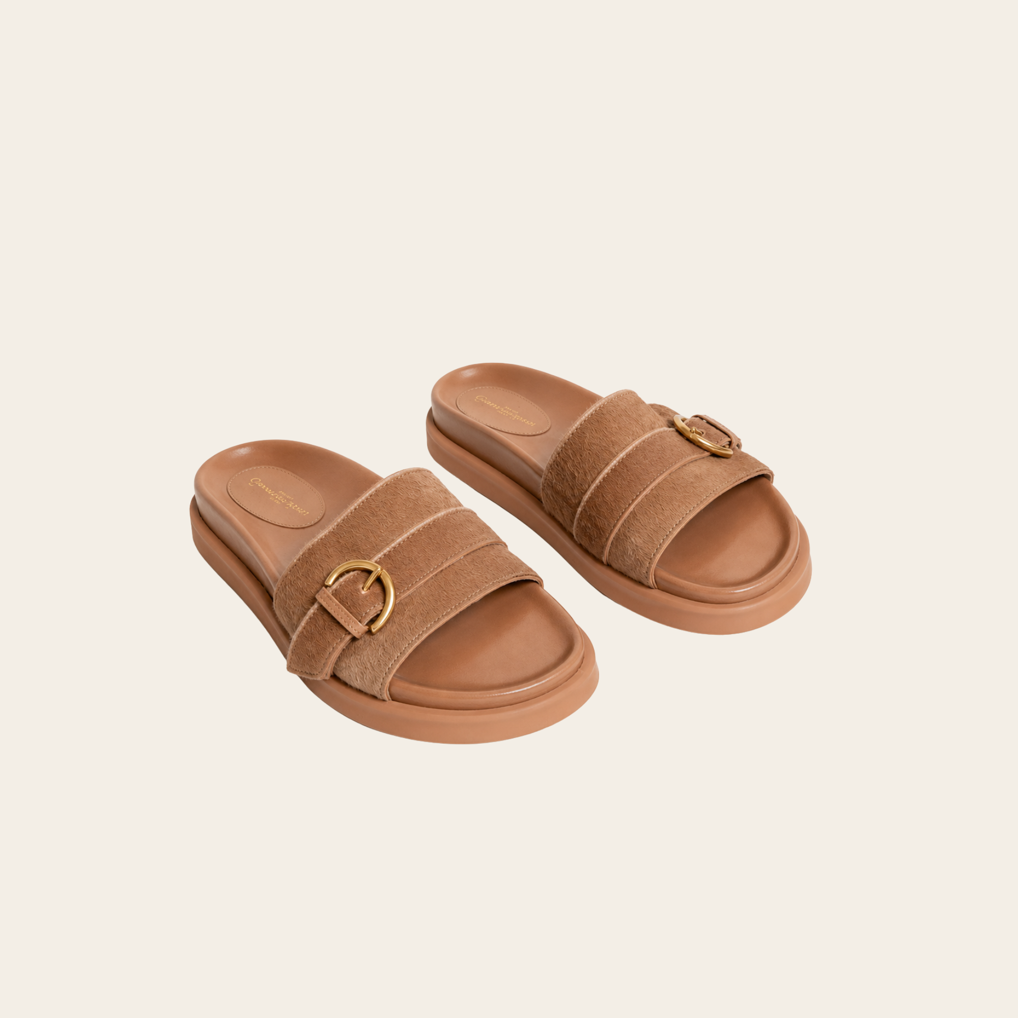 GIANVITO ROSSI – Sandales en Cuir Matelassé Rose Poudré, Taille 7.5