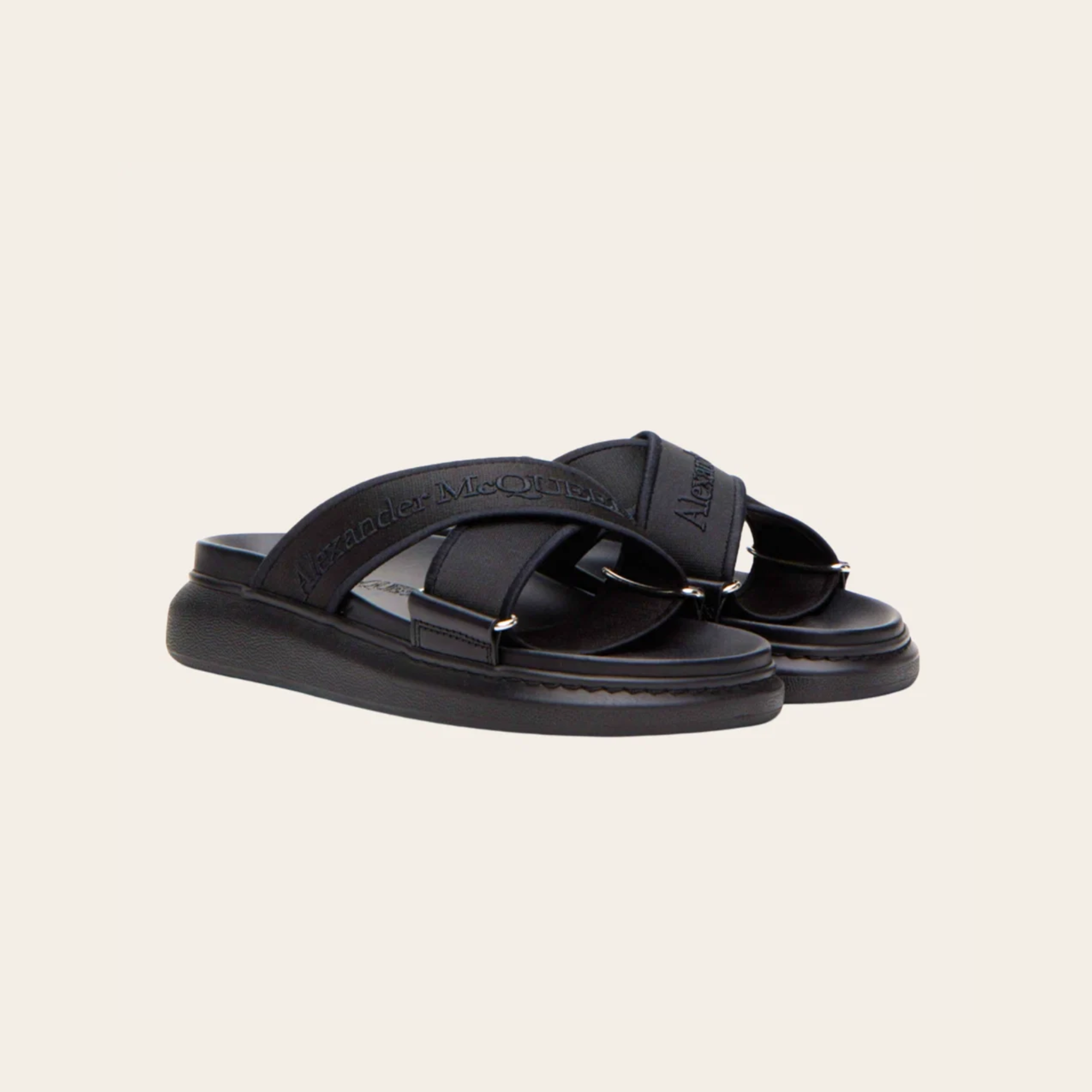 Alexander McQueen - Black Embroidered Sandals, 39