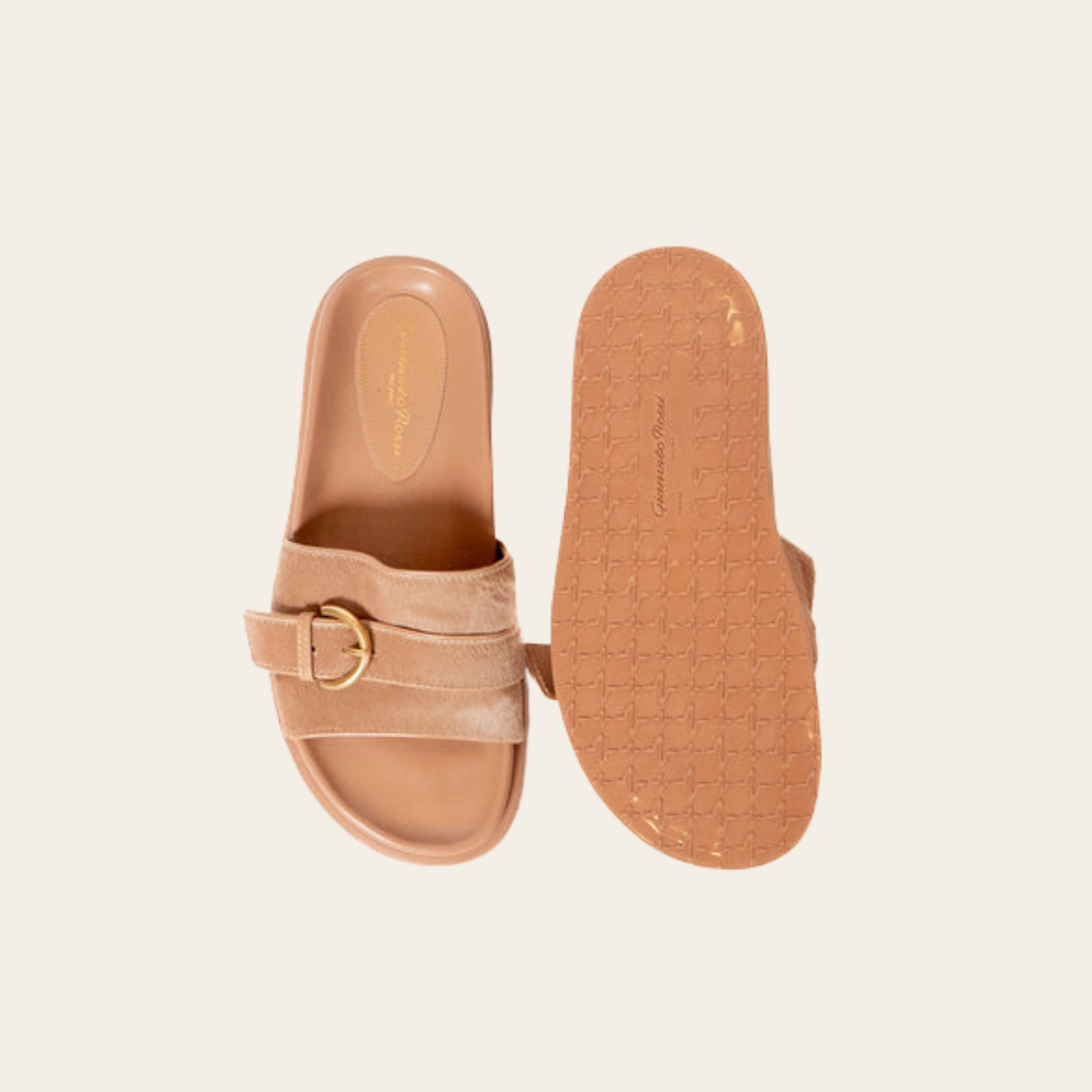 GIANVITO ROSSI – Sandales en Cuir Matelassé Rose Poudré, Taille 7.5