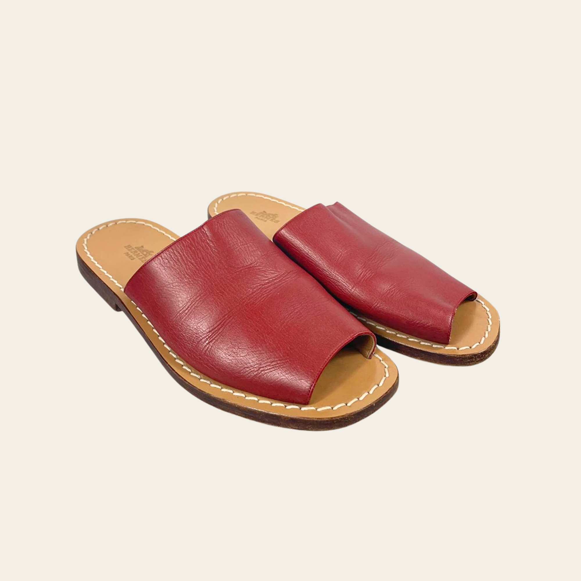 Sandales Hermès Chypre Rouge Bordeaux, 39.5