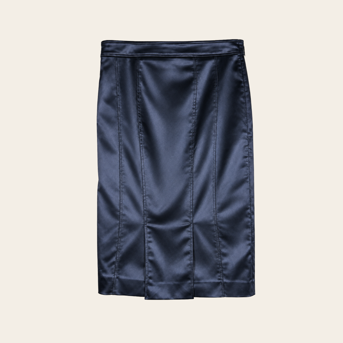 BURBERRY LONDON — Jupe crayon en satin bleu marine à détail de poche, Taille IT 40